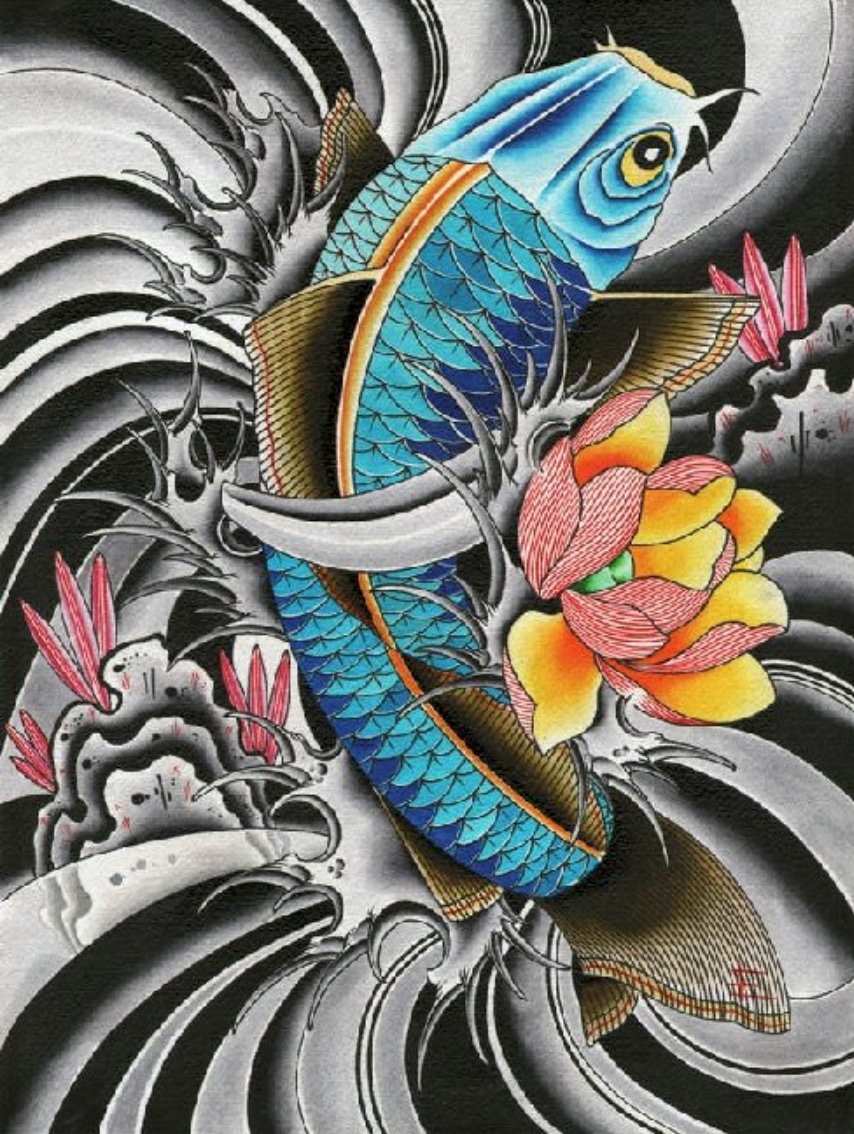 Blue Koi - Canvas Giclee