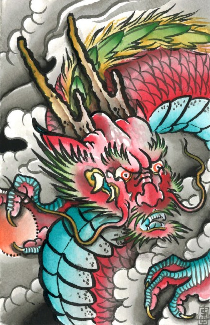 Rising Red Dragon - Canvas Giclee