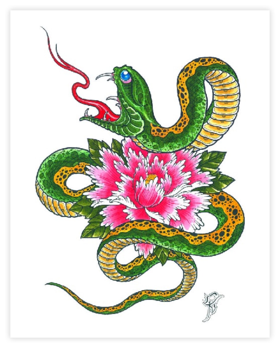 Snake&Flower-CanvasGiclee