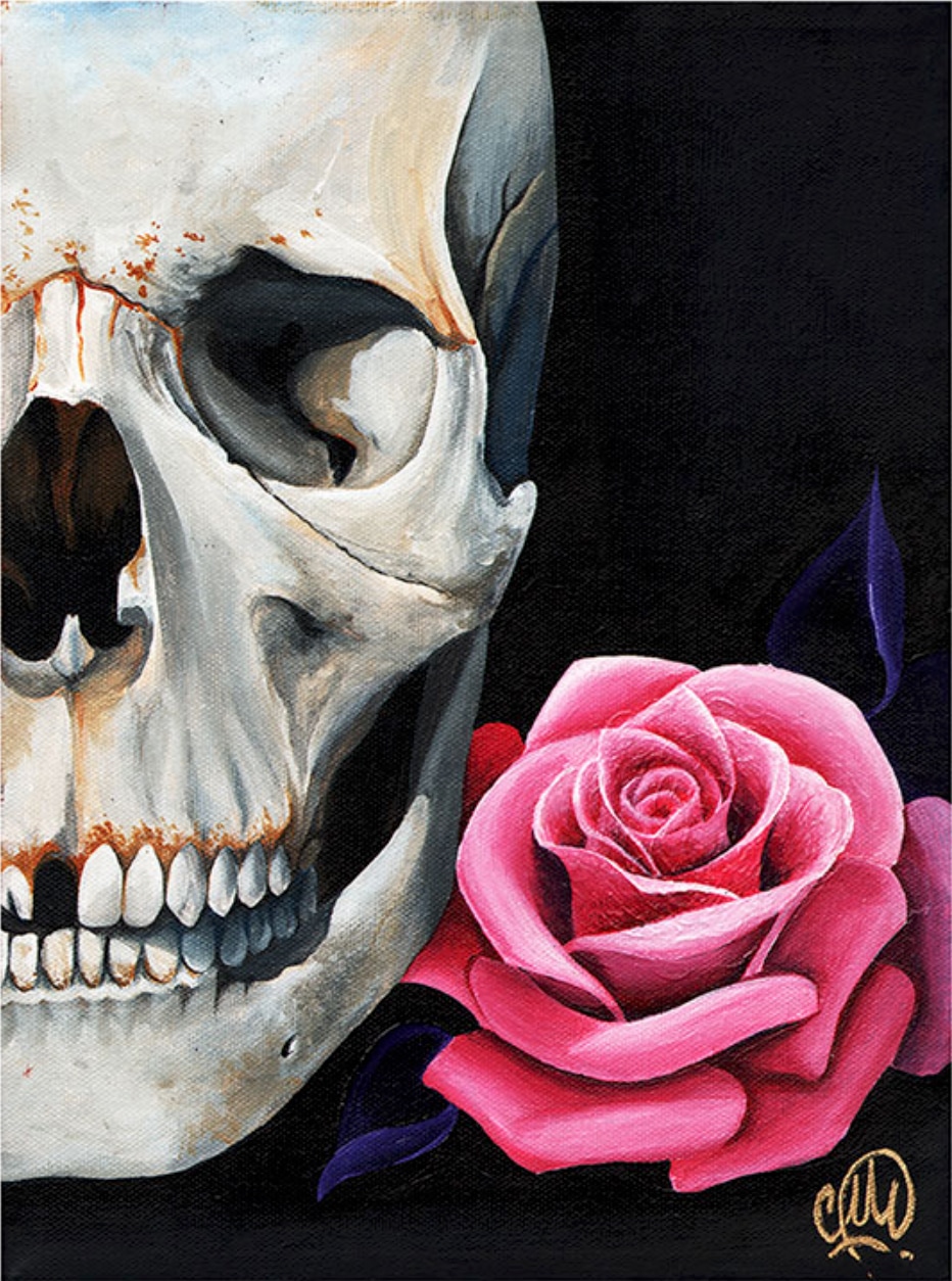 Rose Skull - Canvas Giclee