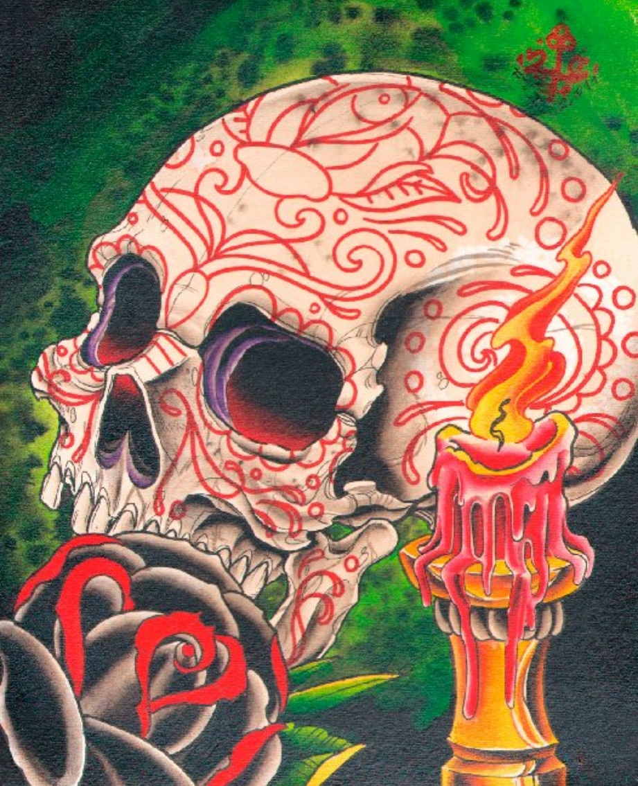 Skull & Candle - Canvas Giclee