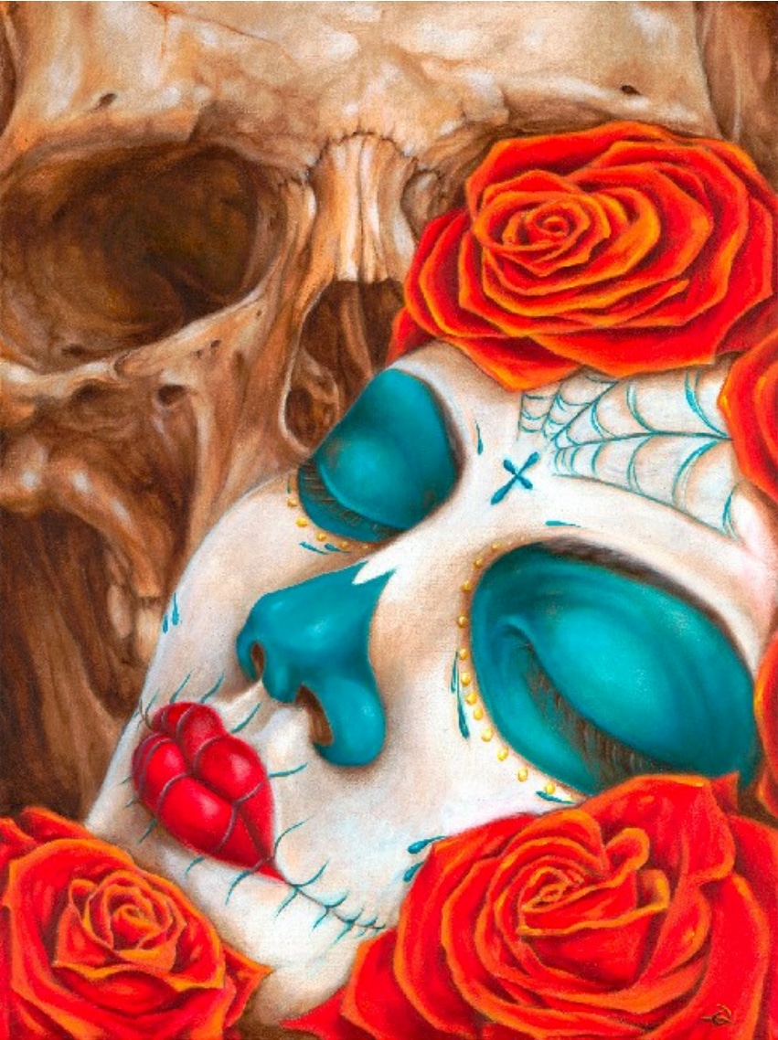 Skull & Roses - Canvas Giclee