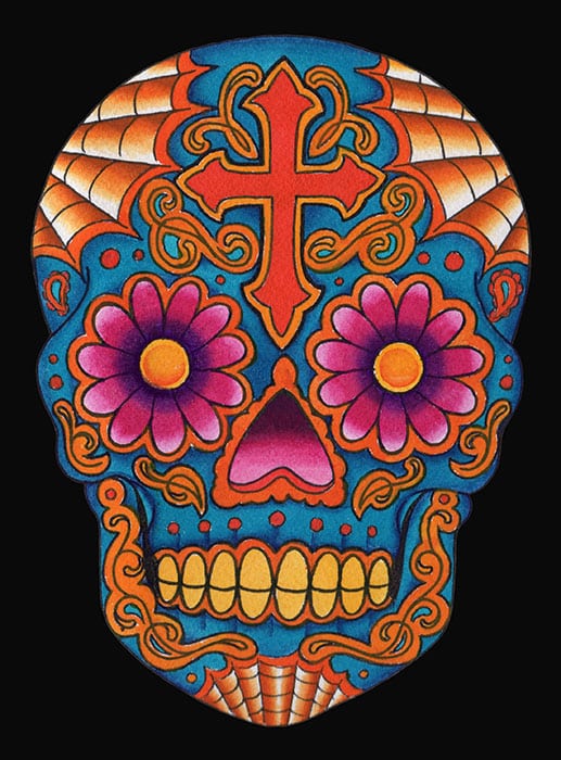 Lil Chris' Dia Skull - Canvas Giclee