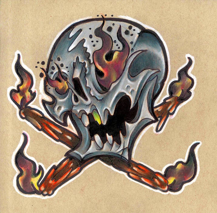 Flaming Skull - Canvas Giclee