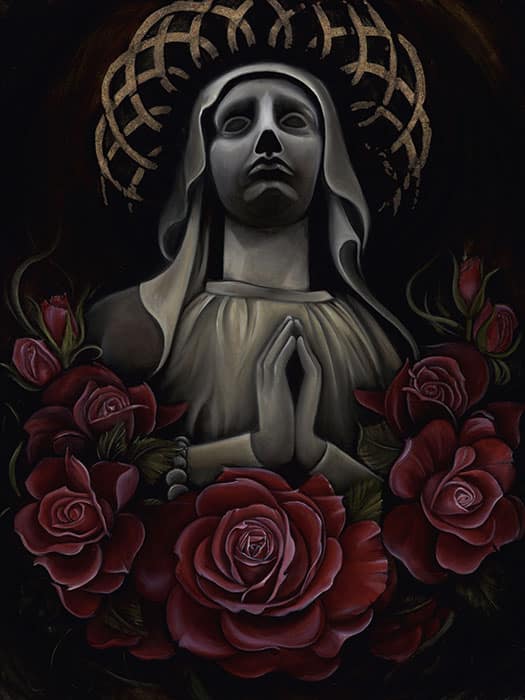 Mother Mary and Roses - Canvas Giclee