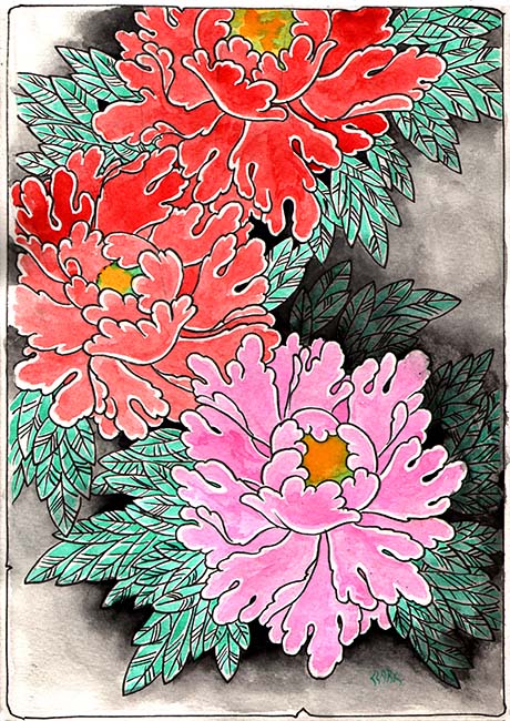 Peonies at Night - Canvas Giclee