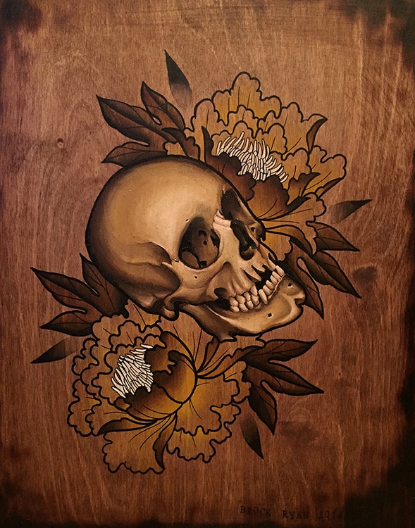 Skull & Flowers - Canvas Giclee