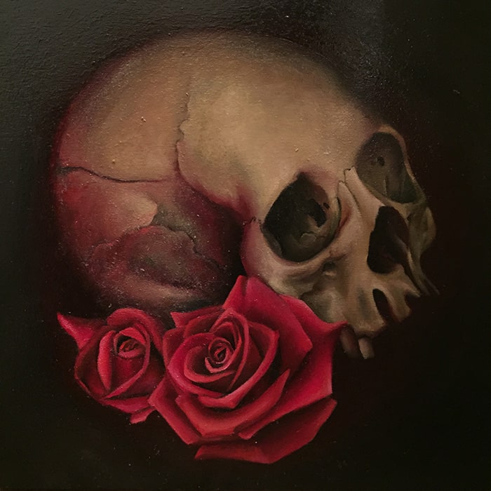 Skull & Rose Still Life - Canvas Giclee