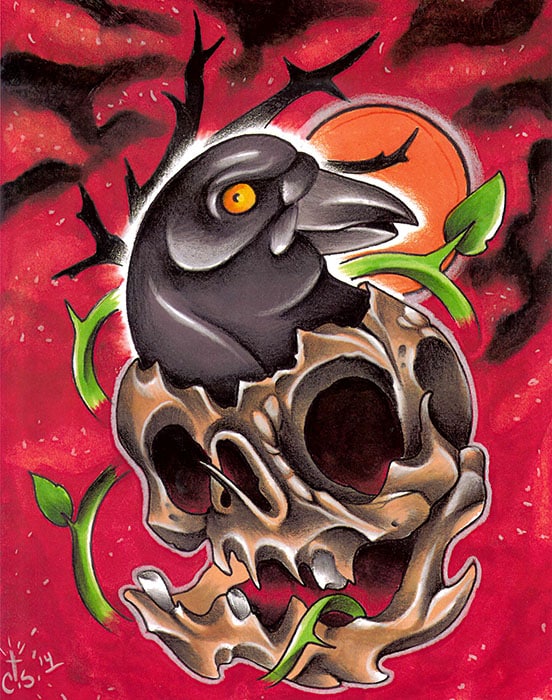 Skull Raven - Canvas Giclee