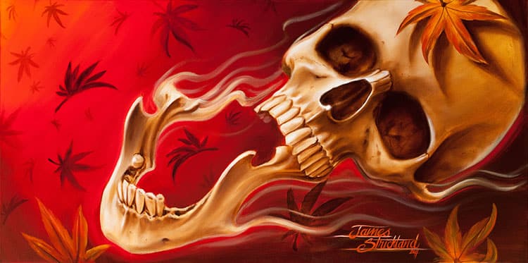 Maple Leaves Skull- Canvas Giclee