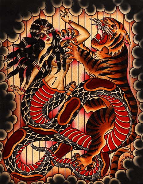 Naga & Tiger - Canvas Giclee