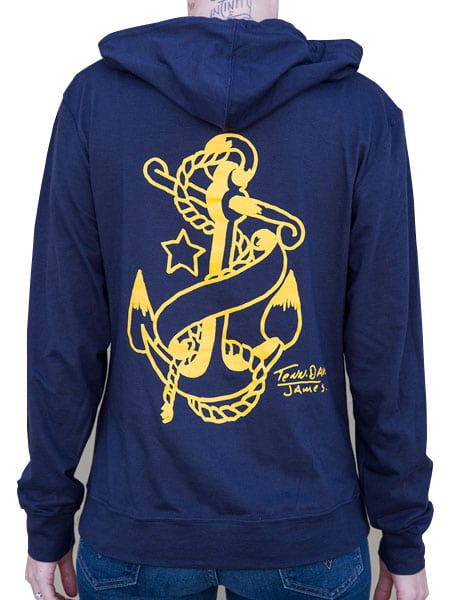 Anchor Light Weight Zip Hoodie Navy