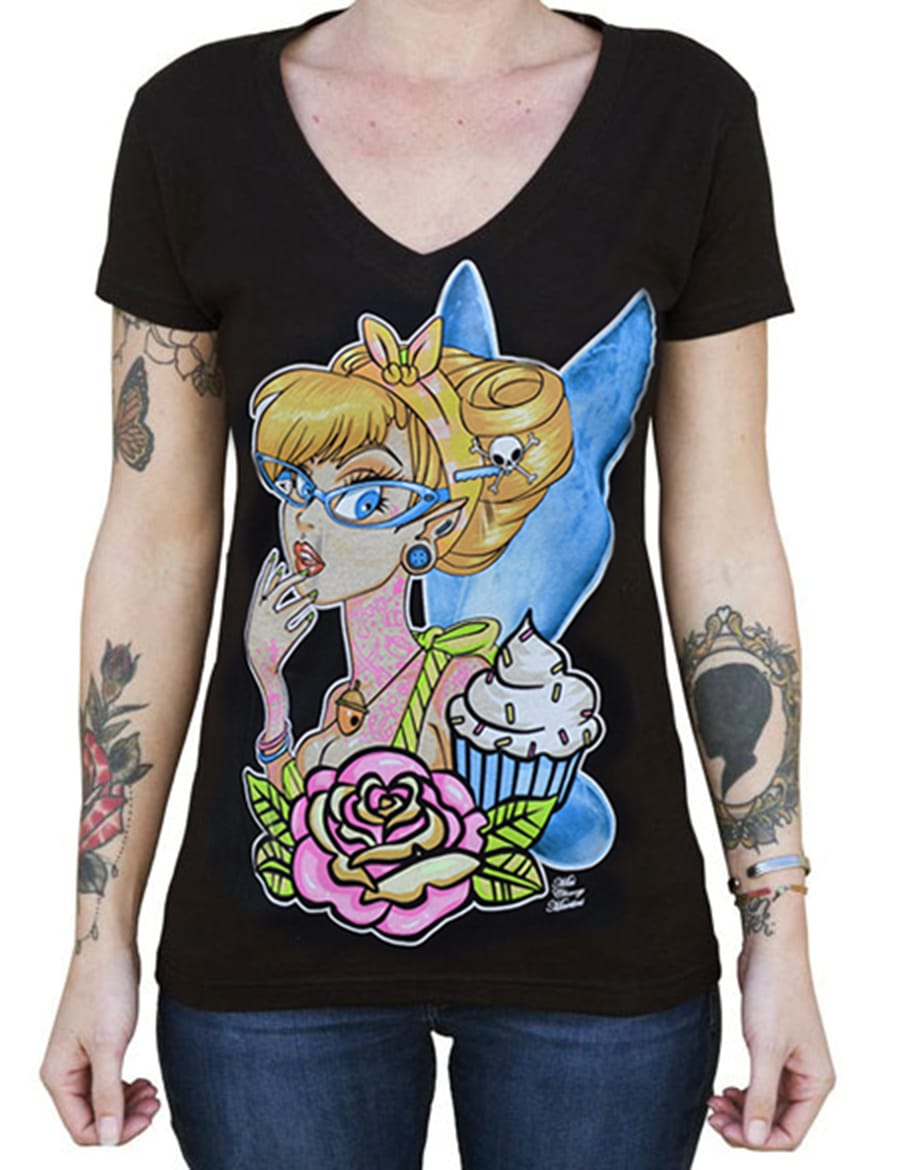 Tattooed Fairy V-Neck Tee